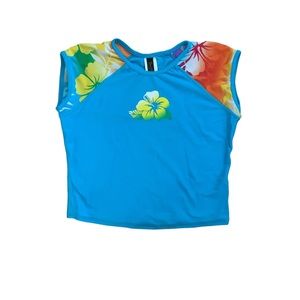 Girls’ Beach Native Blue Floral Rashguard Size 14